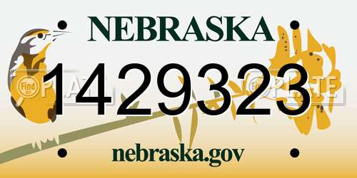 1429323 Nebraska License Plate