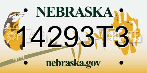 14293T3 Nebraska License Plate