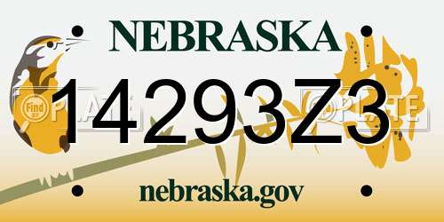 14293Z3 Nebraska License Plate