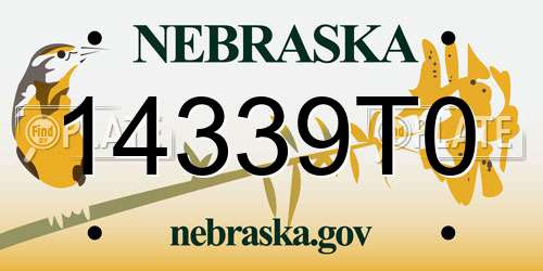 14339T0 Nebraska License Plate