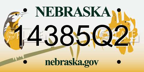 14385Q2 Nebraska License Plate