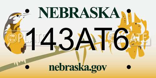 143AT6 Nebraska License Plate