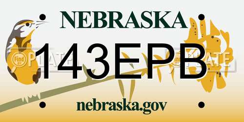 143EPB Nebraska License Plate