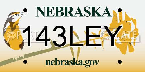 143LEY Nebraska License Plate