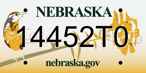 14452T0 Nebraska License Plate