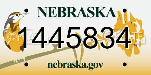 1445834 Nebraska License Plate