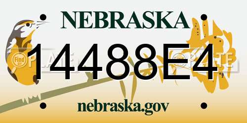 14488E4 Nebraska License Plate