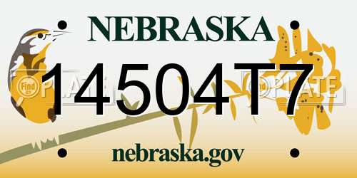 14504T7 Nebraska License Plate