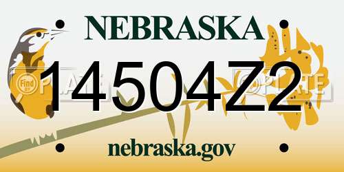 14504Z2 Nebraska License Plate