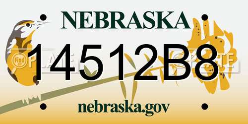 14512B8 Nebraska License Plate