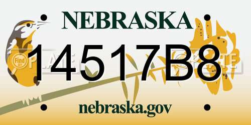 14517B8 Nebraska License Plate