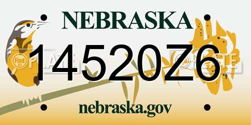 14520Z6 Nebraska License Plate