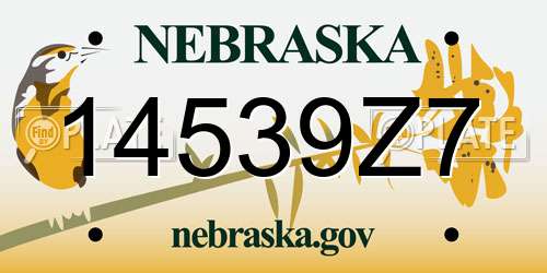 14539Z7 Nebraska License Plate