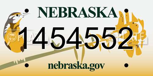 1454552 Nebraska License Plate