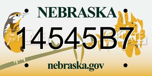 14545B7 Nebraska License Plate