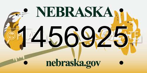 1456925 Nebraska License Plate