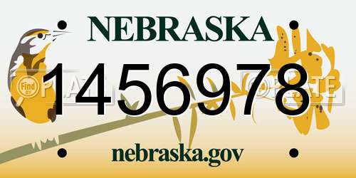 1456978 Nebraska License Plate