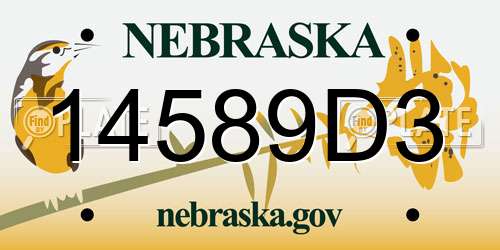 14589D3 Nebraska License Plate