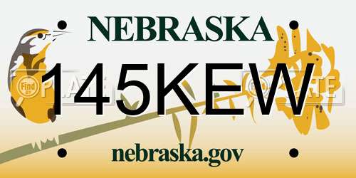 145KEW Nebraska License Plate