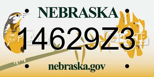 14629Z3 Nebraska License Plate