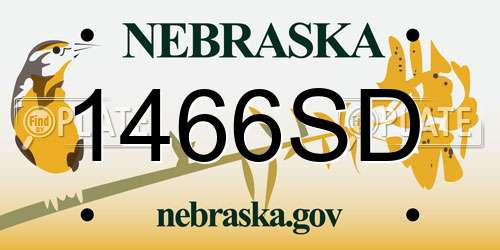 1466SD Nebraska License Plate