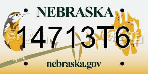 14713T6 Nebraska License Plate