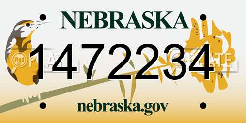 1472234 Nebraska License Plate