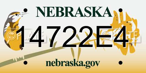 14722E4 Nebraska License Plate