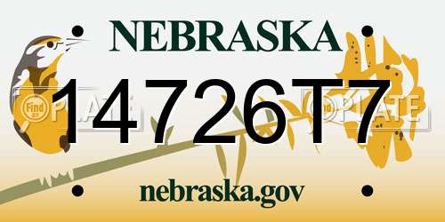 14726T7 Nebraska License Plate