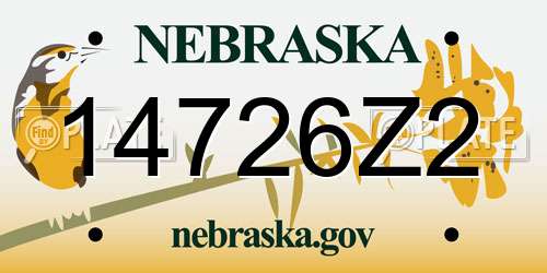 14726Z2 Nebraska License Plate