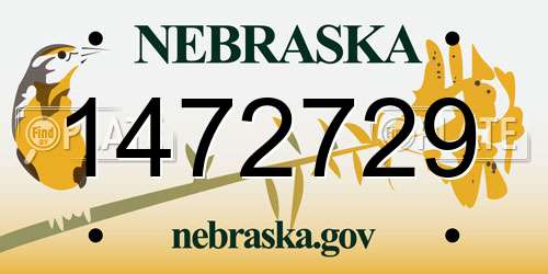 1472729 Nebraska License Plate