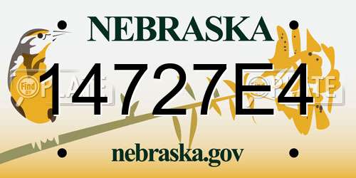 14727E4 Nebraska License Plate