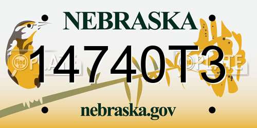 14740T3 Nebraska License Plate