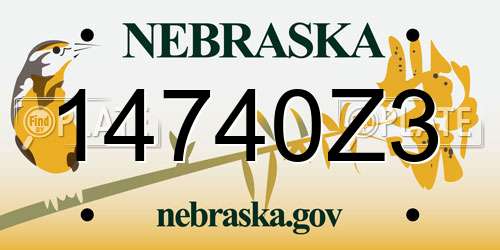14740Z3 Nebraska License Plate