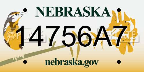 14756A7 Nebraska License Plate