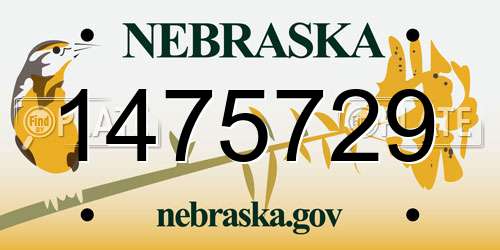 1475729 Nebraska License Plate