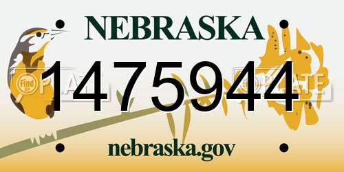 1475944 Nebraska License Plate
