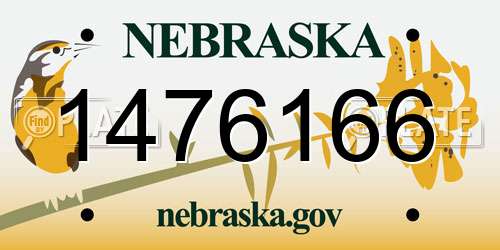 1476166 Nebraska License Plate