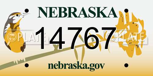 14767 Nebraska License Plate