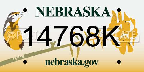 14768K Nebraska License Plate