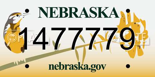 1477779 Nebraska License Plate