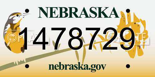 1478729 Nebraska License Plate