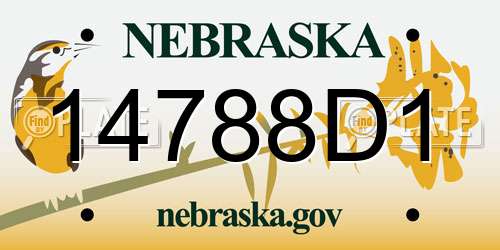 14788D1 Nebraska License Plate