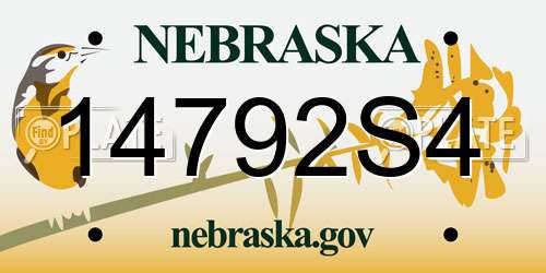 14792S4 Nebraska License Plate