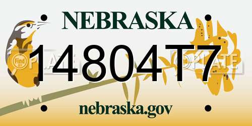 14804T7 Nebraska License Plate