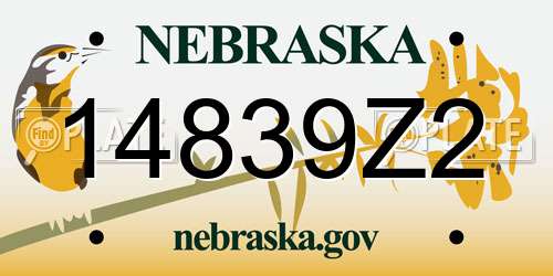14839Z2 Nebraska License Plate