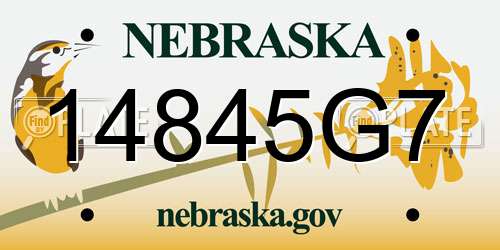 14845G7 Nebraska License Plate