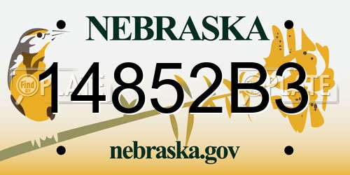 14852B3 Nebraska License Plate