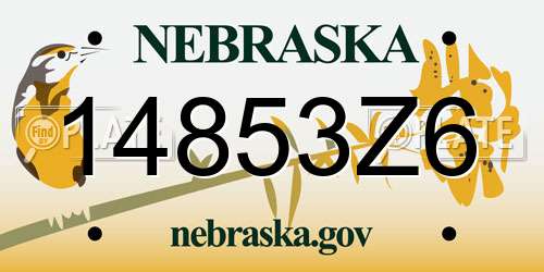 14853Z6 Nebraska License Plate