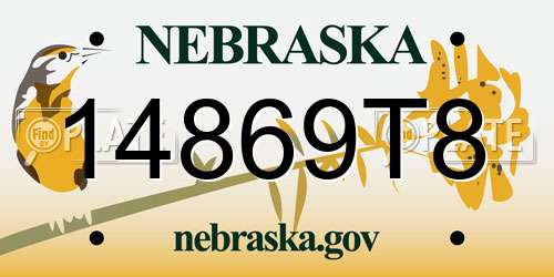 14869T8 Nebraska License Plate
